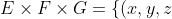E \times F \times G = \{(x, y, z): x \in E, y \in F, z \in G\}